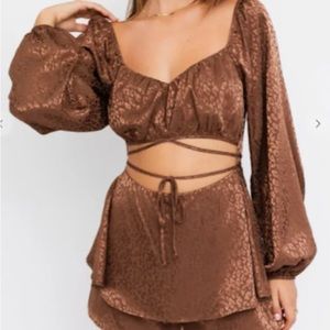 Le Lis Carmen Cut Out Romper Leopard Brown Size Small